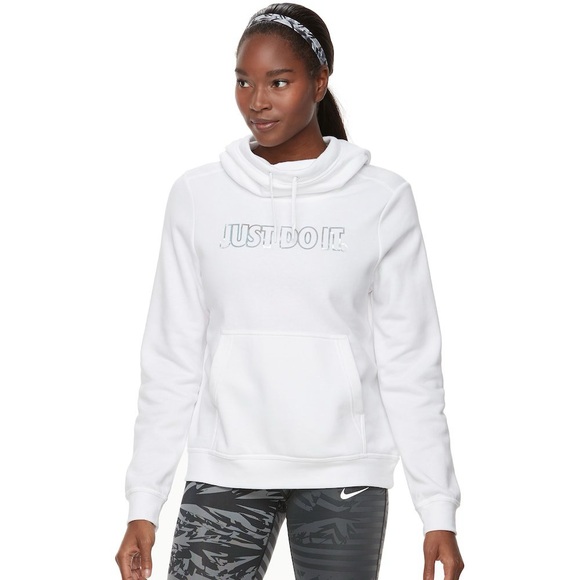 Nike Tops - Women’s Nike Sportswear Hoodie NWT White Metallic Just Do It Medium